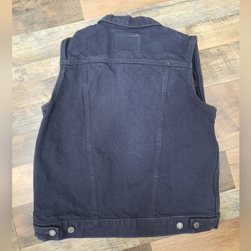 Levi's Navy Blue Cotton Denim Trucker Vest, Size XL (13-15 years) Unisex